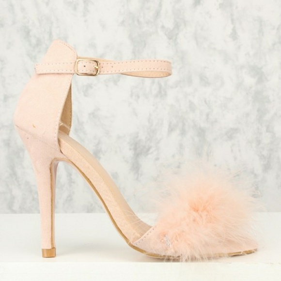 Worn once- Blush Fur Heels - Picture 5 of 7